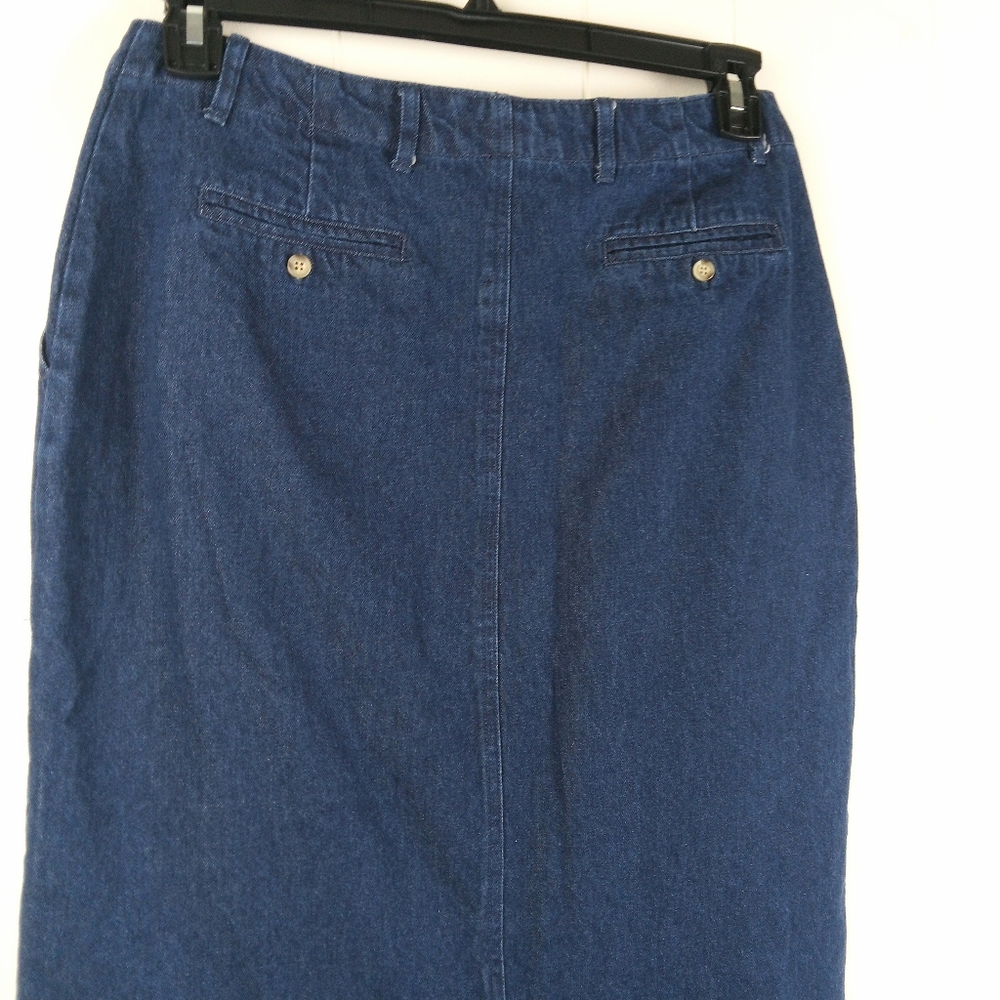 Mountain Lake Denim Midi Skirt Size 12 Blue Minimalist Modest Boho Cottagecore - Picture 4 of 10